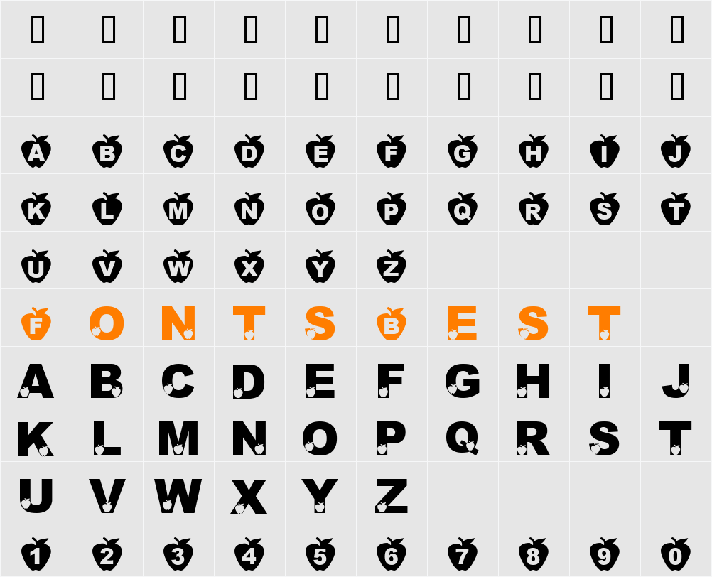 LMS Bobbing For Apples Character Map
