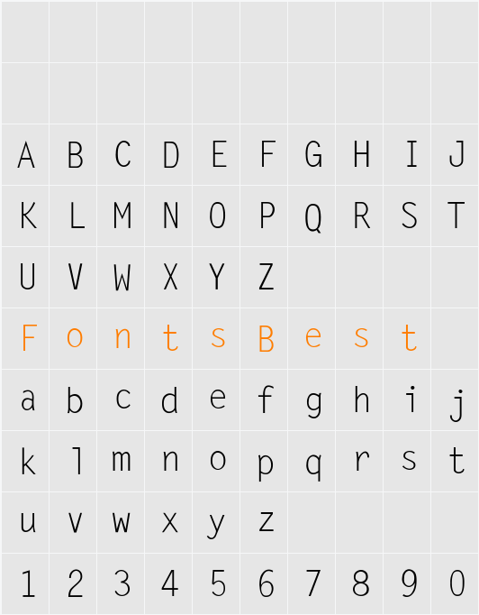LetterGothic-Thin Character Map