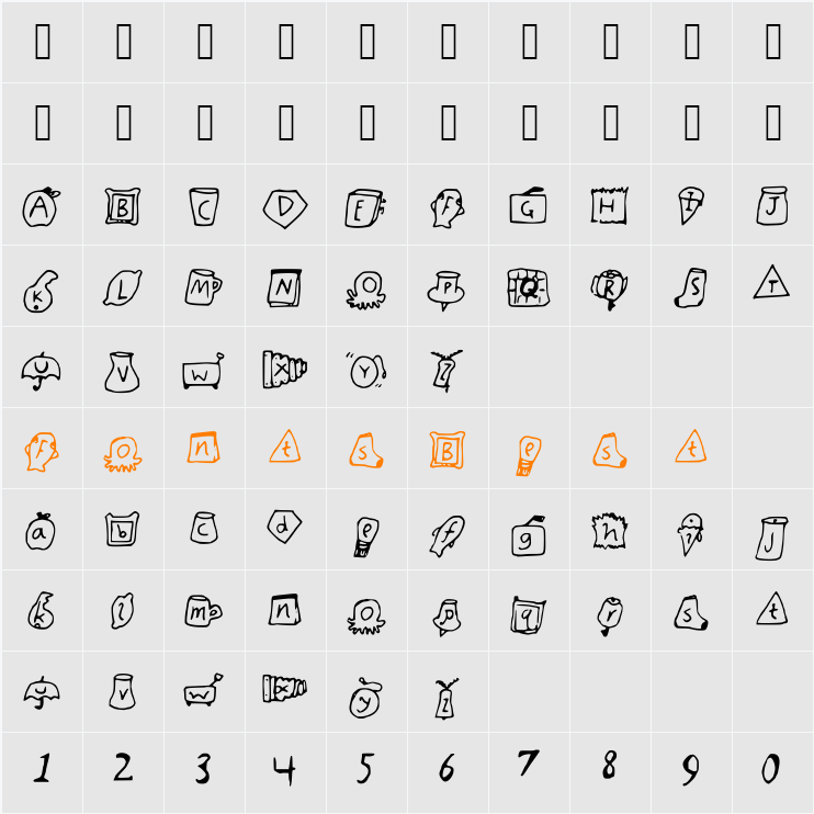 Orions_Objects Character Map