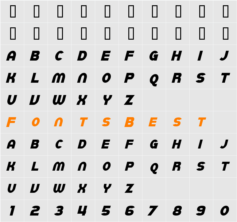 SF Juggernaut Condensed Character Map