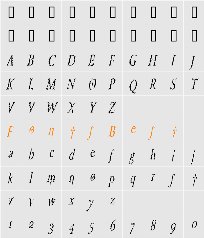 PorcupineRomanCondensed Character Map