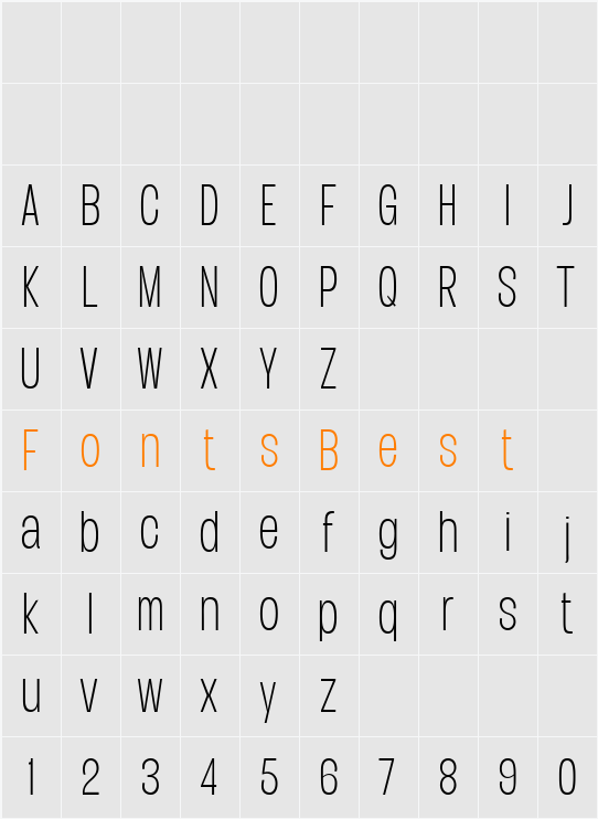Duera PERSONAL USE Condensed Character Map