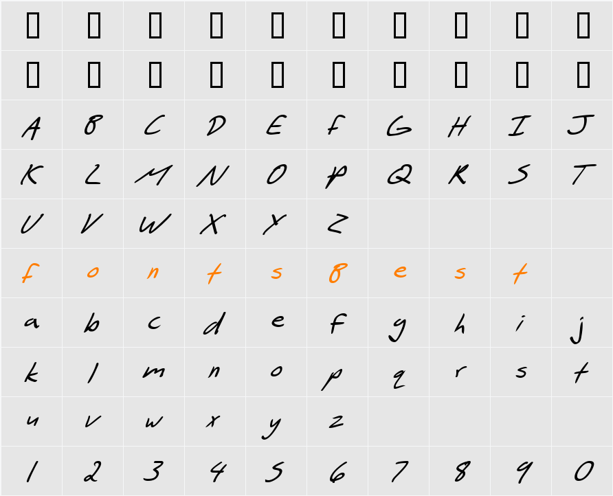 SF Scribbled Sans Character Map