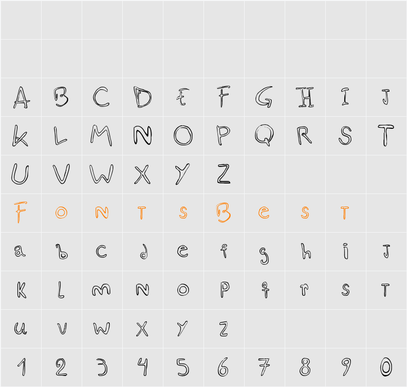 esquiso Character Map