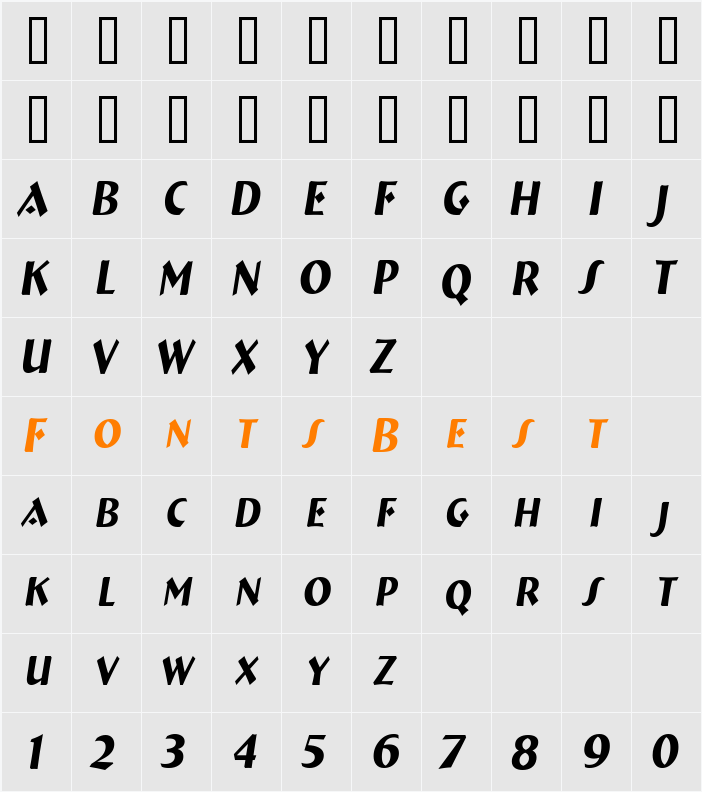a_BremenCapsNr Character Map
