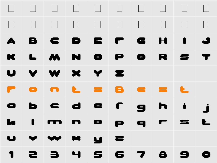 EVERGREEN Character Map