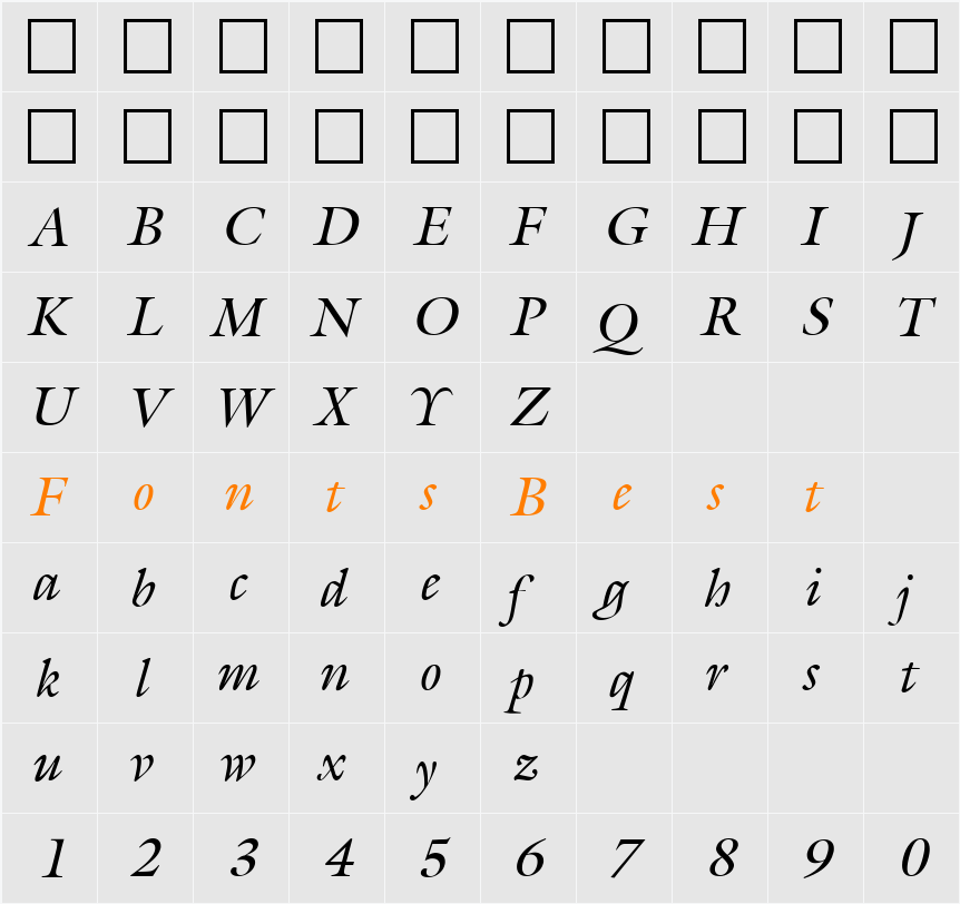 Joulliard Character Map