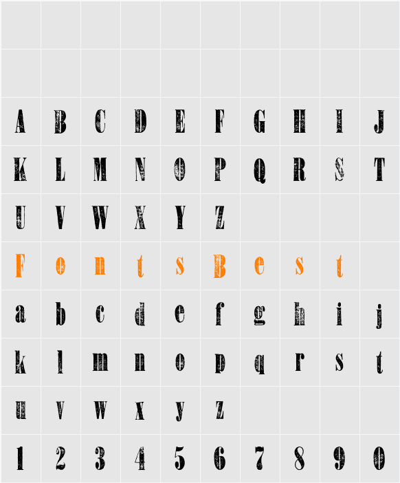 Bullion Extra Condensed WF Character Map