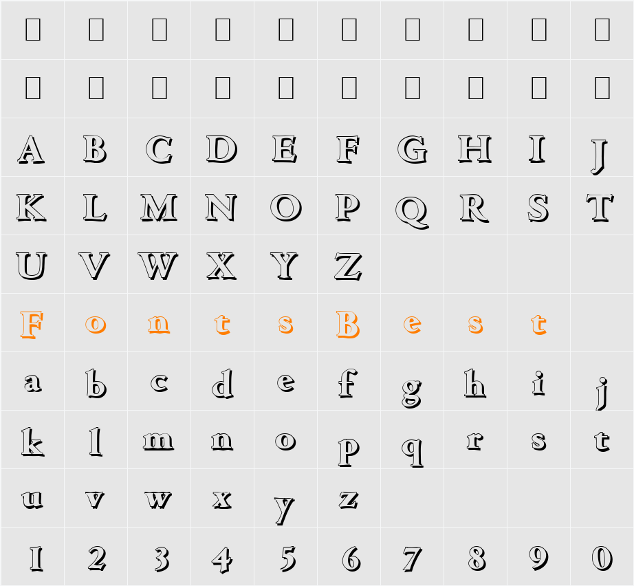 JohnBeckerShadow-ExtraBold Character Map