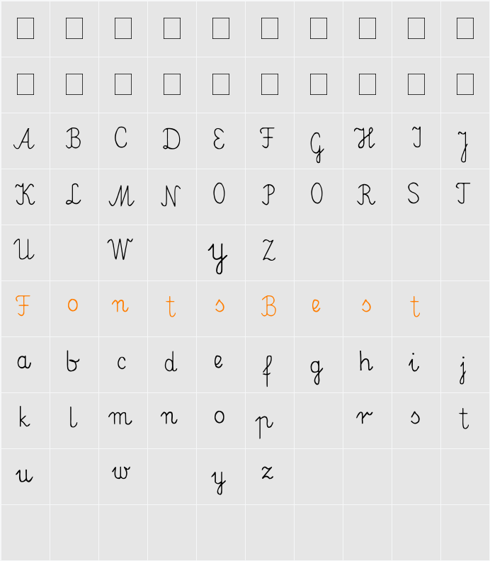 Elementarz Character Map