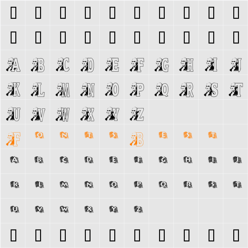JNK WASHINGTON Character Map