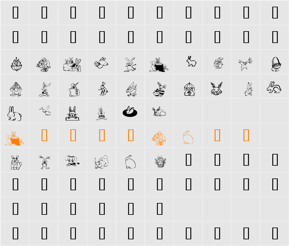 KR Bunny Dings Character Map