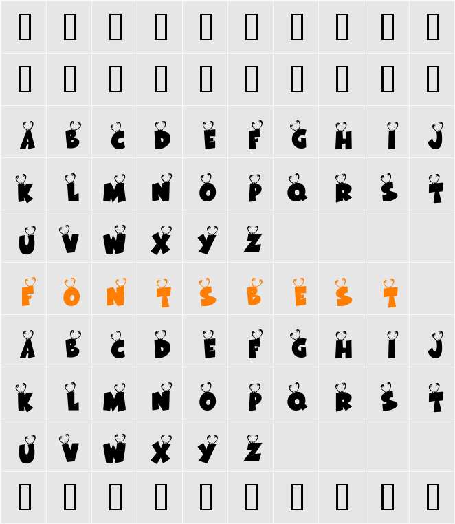 KR Ookie Bookie Character Map
