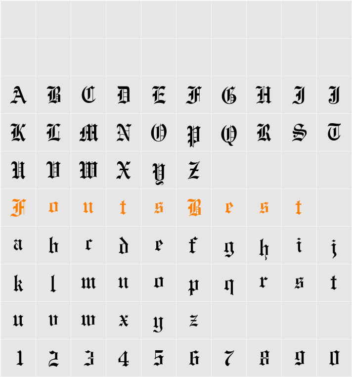 MEngraversOldEnglish Character Map
