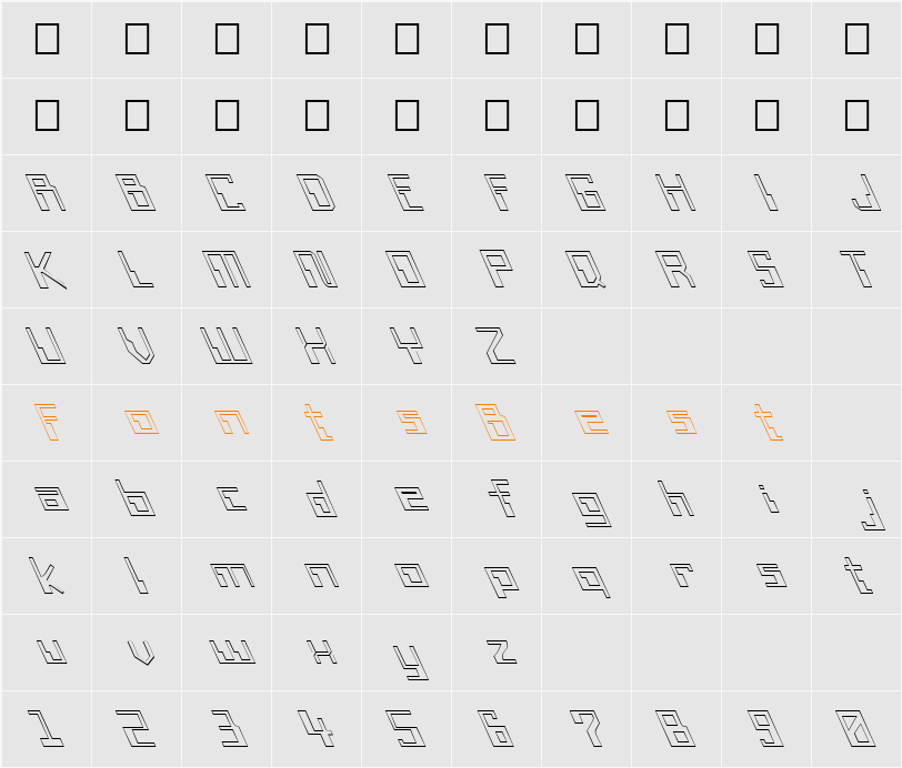 FZ DIGITAL 6 HOLLOW LEFTY Character Map