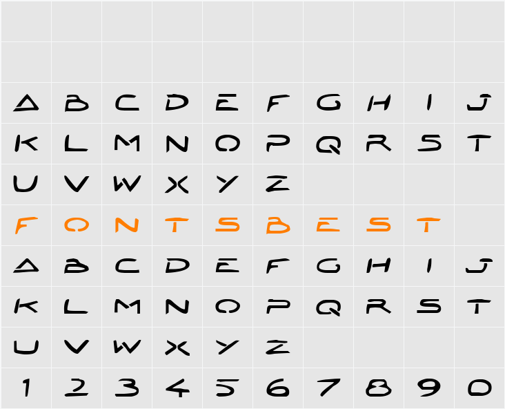 Jetta Tech Bold Character Map