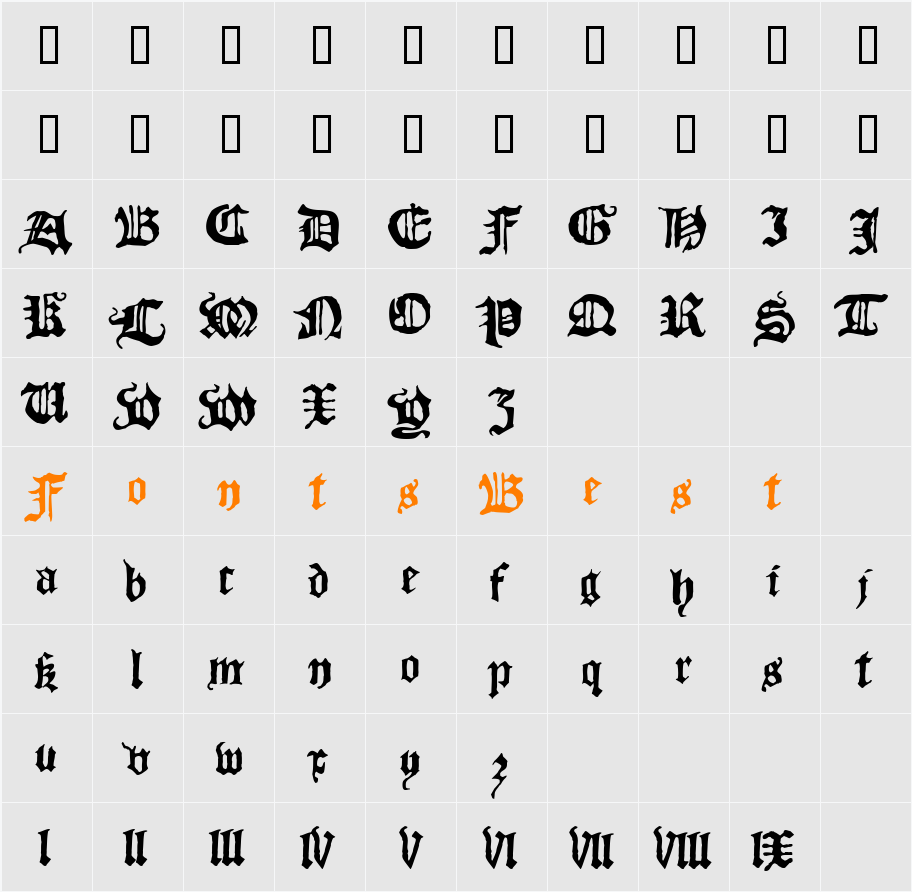 Blackletter Character Map