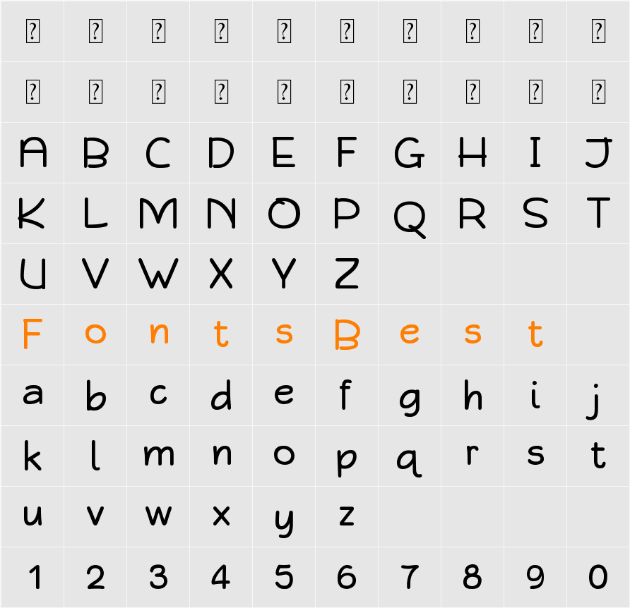 Qarmic sans Character Map