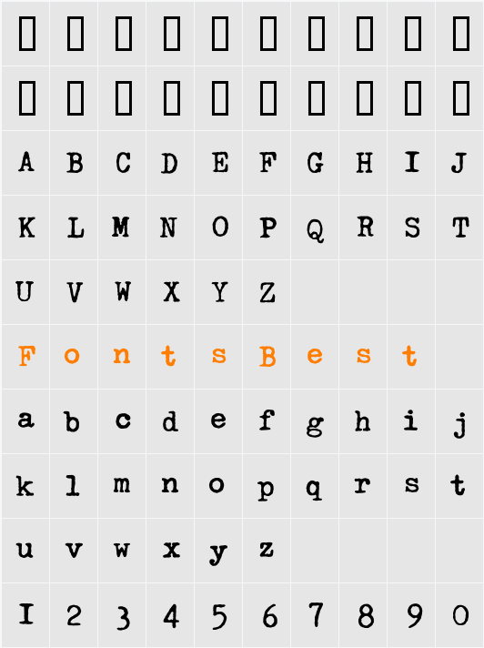 LTTypo American Character Map