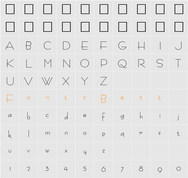 PT Fineline Character Map