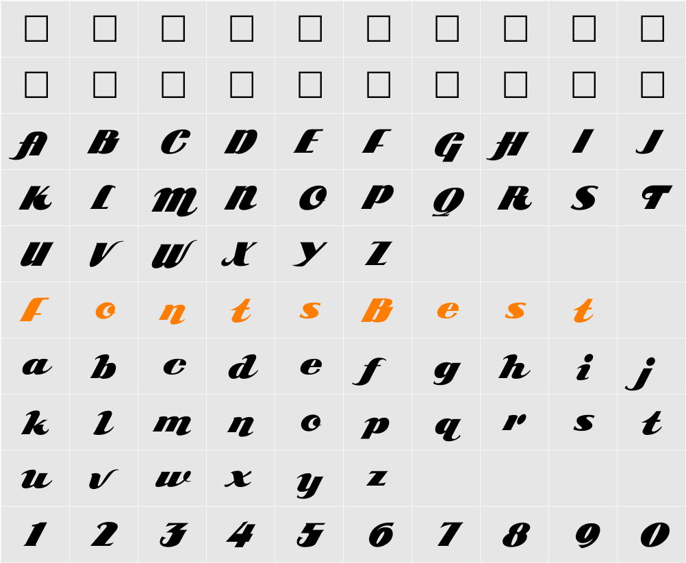 SCRIPT1 ARB-85 Poster Script Character Map