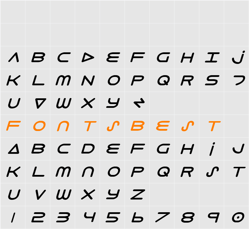 8th Element ExtraBold Italic Character Map