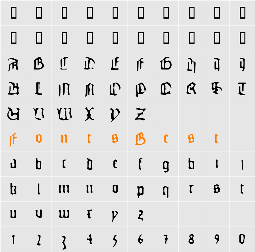 GutenbergsGhostypes Character Map