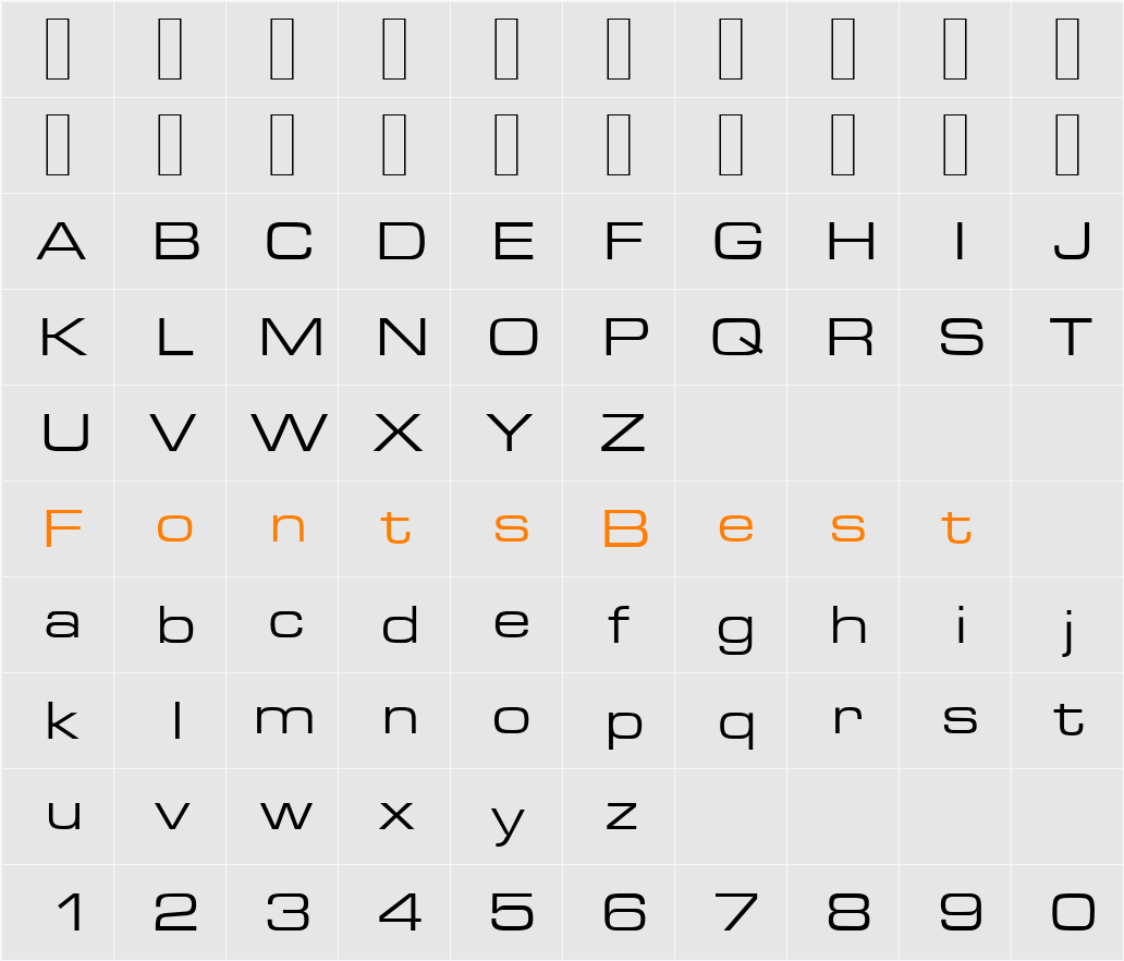 M730-Sans Character Map