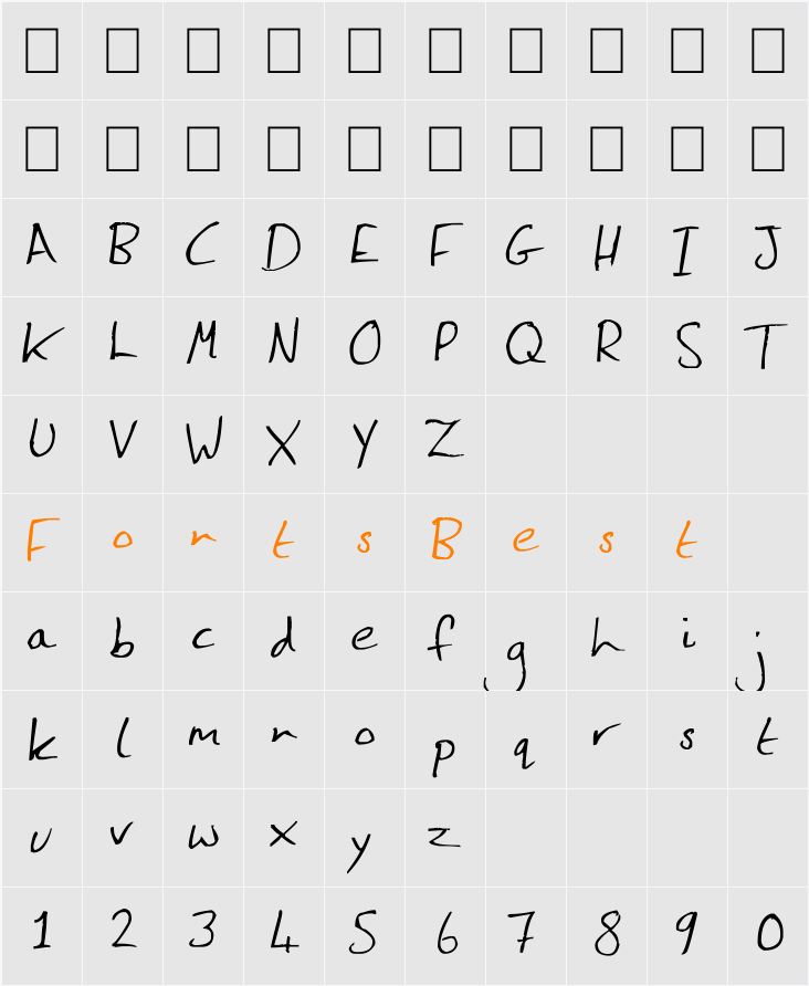 Jenny Hand Character Map
