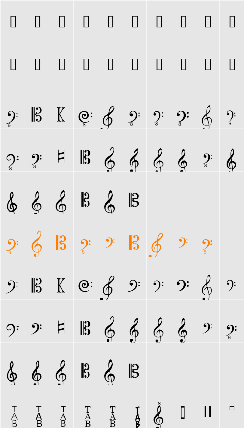 Clefs Character Map