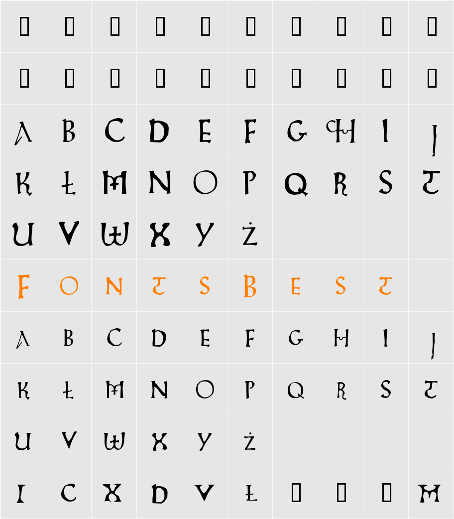 Oblok Character Map