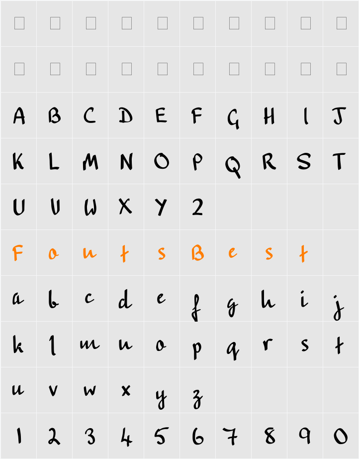 PT Script (Unreg.) Rainbow Character Map