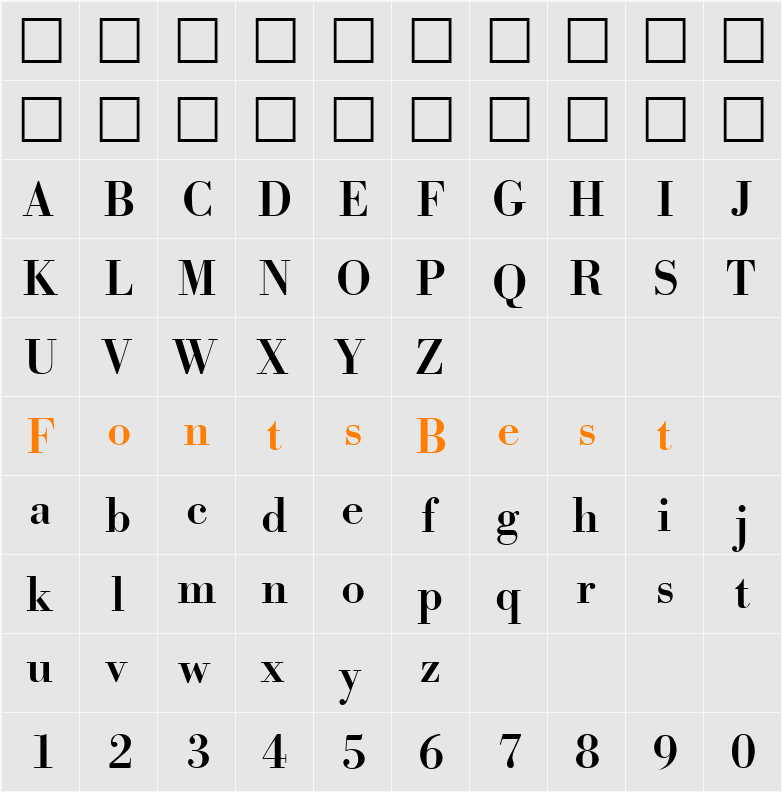 Bodoxi-Medium Character Map
