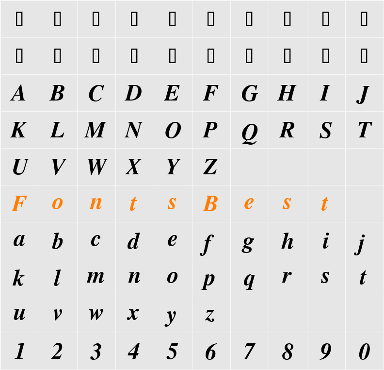 Times Character Map