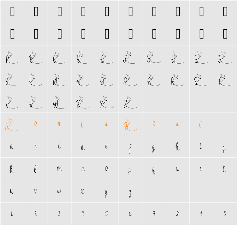 JessyHeart Character Map
