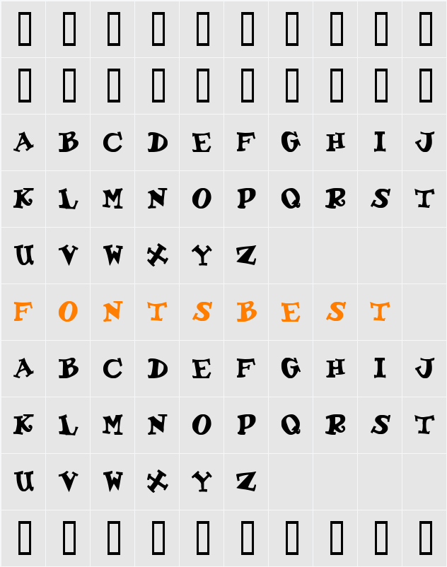 Gadzoox Character Map