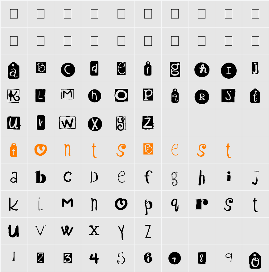 MB Scraps Character Map