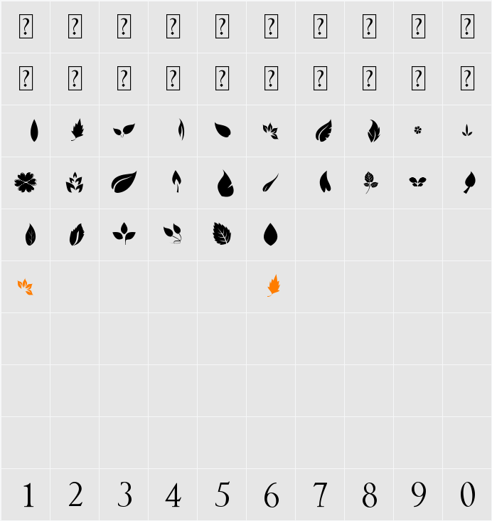 Leafs Character Map