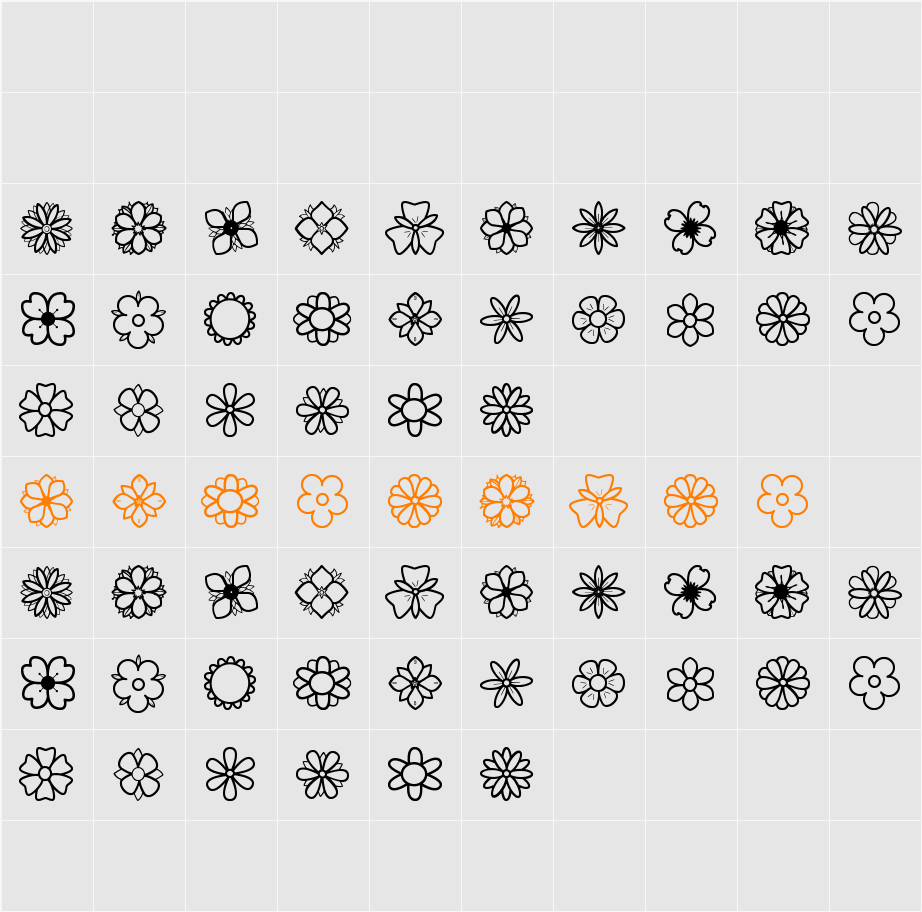 Second Flowers St Character Map