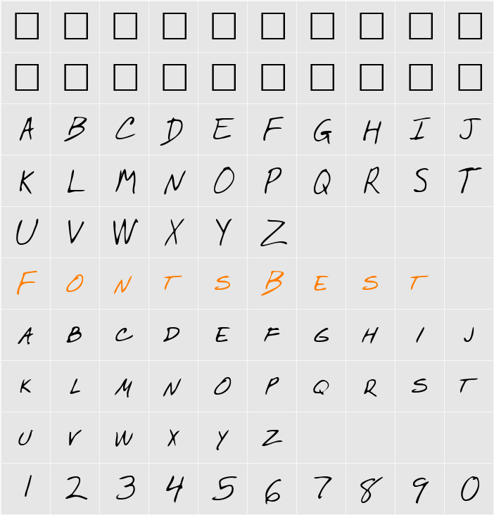 WallysHand Character Map