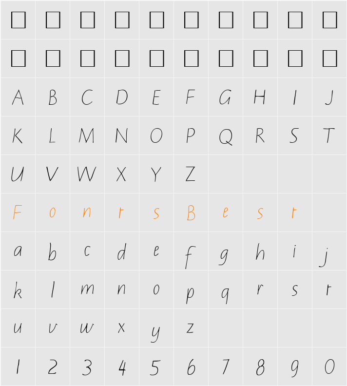 Notehand Character Map