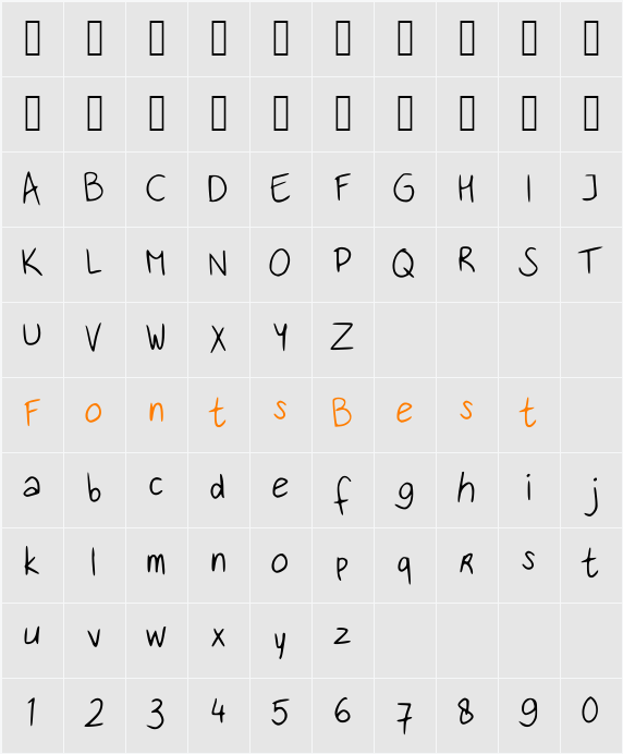 Handwritingfont Character Map