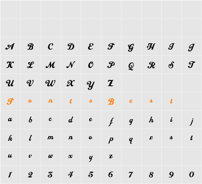 LHF Royal Script BETA Character Map