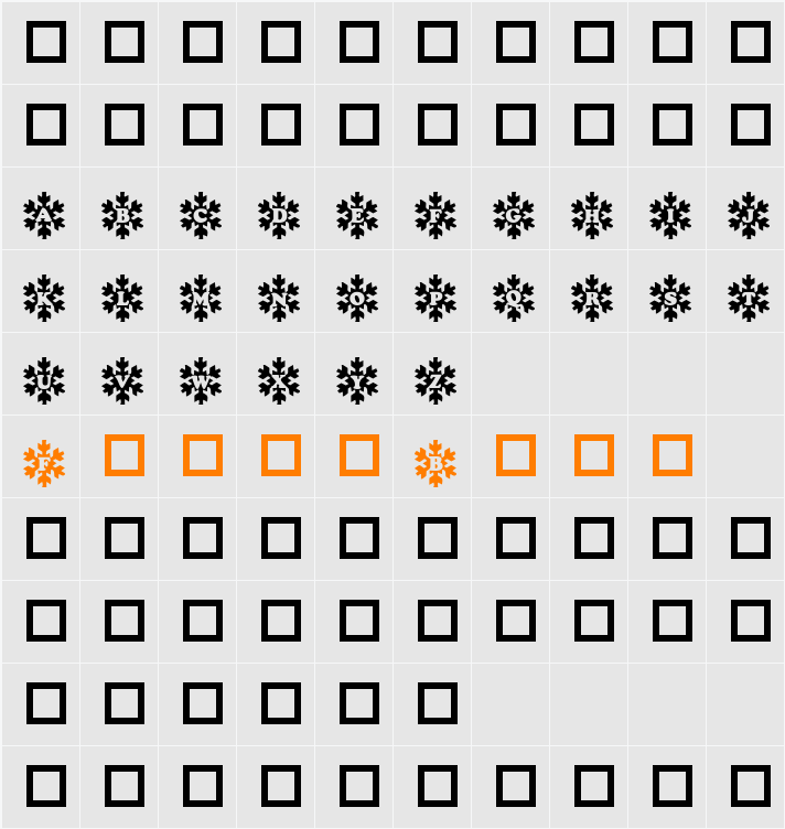Snowy Caps Character Map