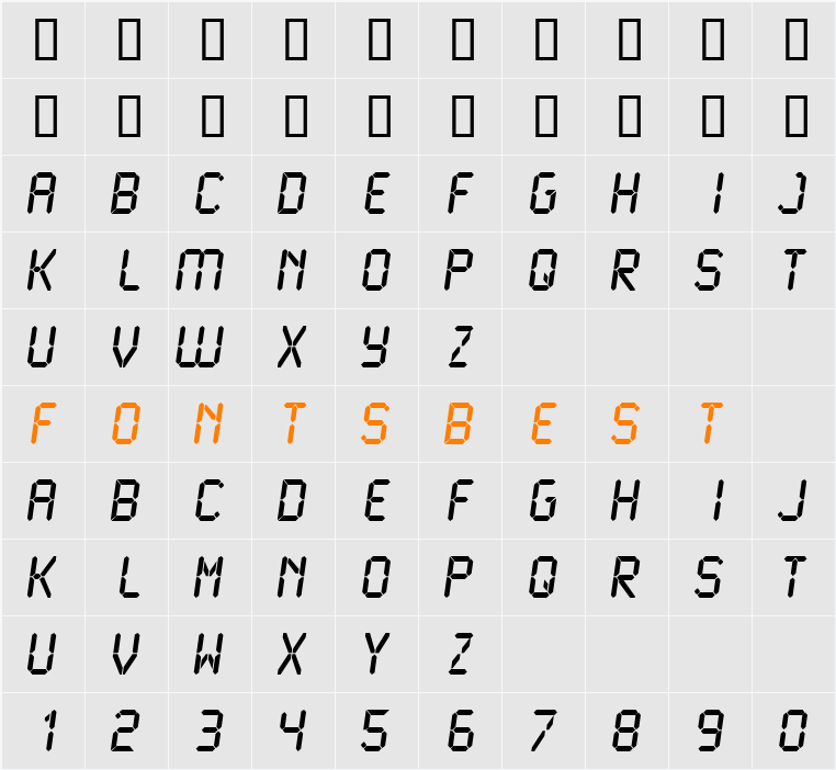 LCDMono2 Character Map