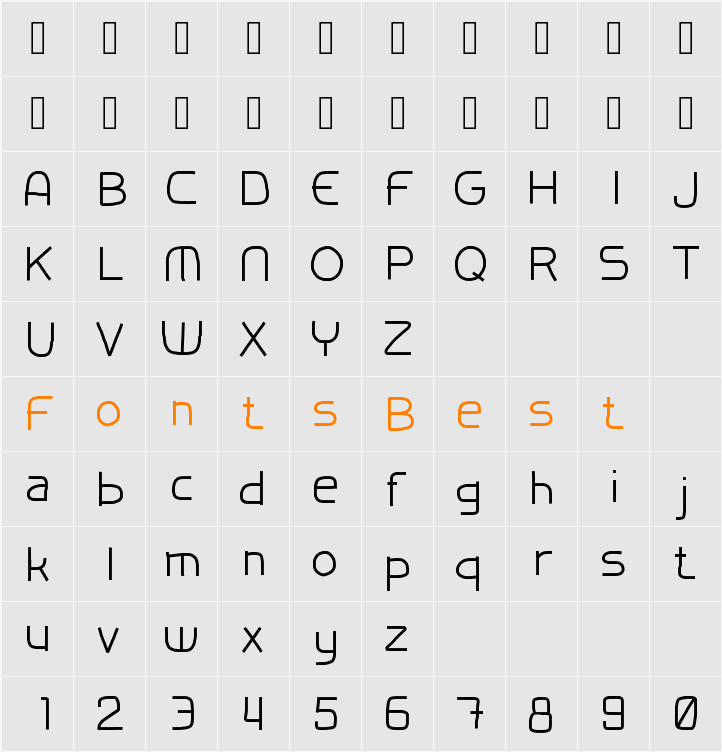 TestFontHF Character Map