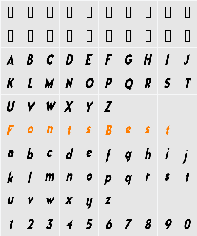 ManhattanCondensed Character Map