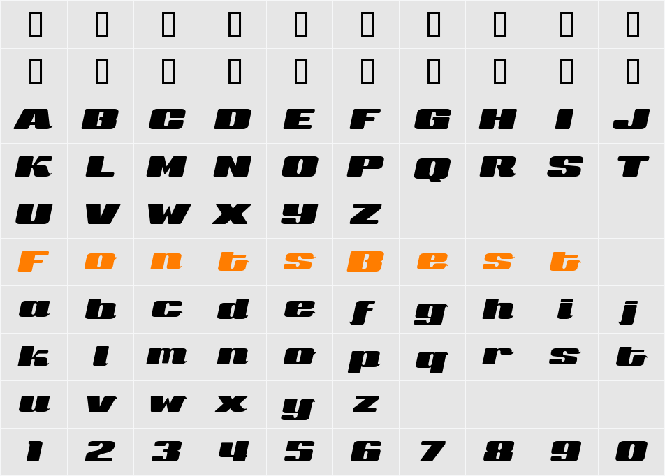 Sneakers Script UltraWide Character Map