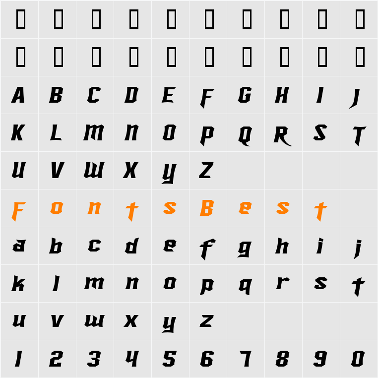 SF Ironsides Extended Character Map