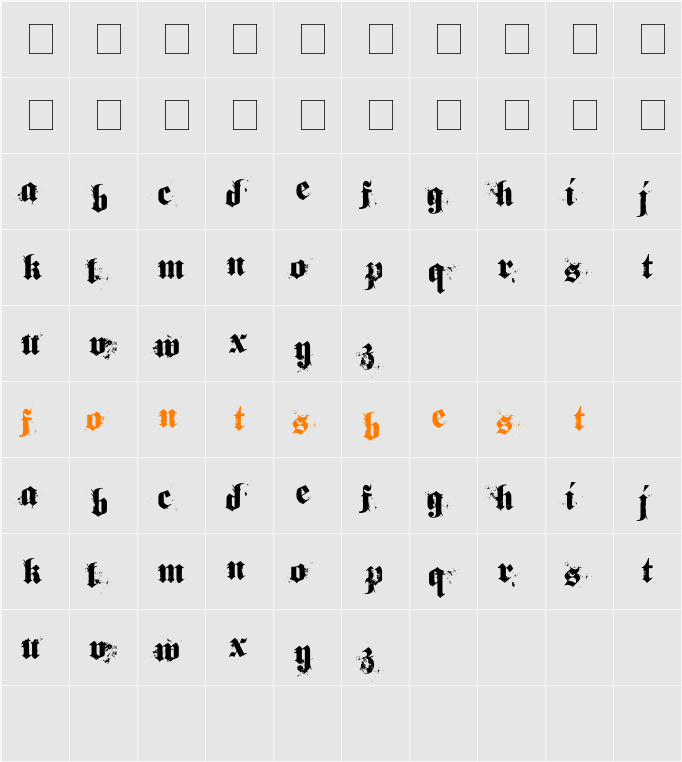 gothical Character Map